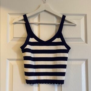 Navy and White Striped Women's Sweater Tank Size Small